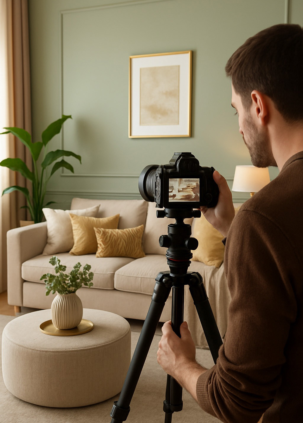 Photographer holding a professional photography camera