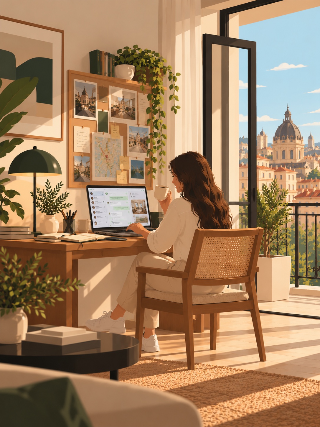 Guest communications at a laptop