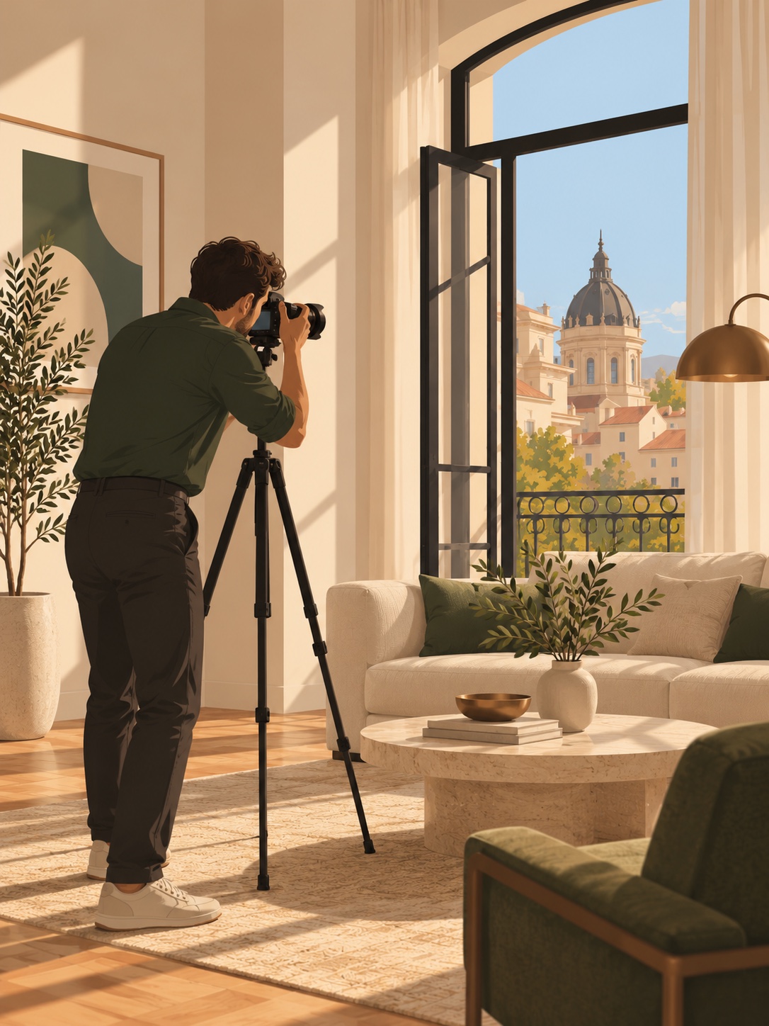 Photographer holding a professional photography camera